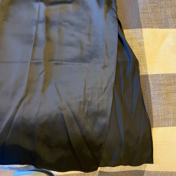 Abercrombie and Fitch Midi Satin Black Side Slit Dress - Picture 7 of 8